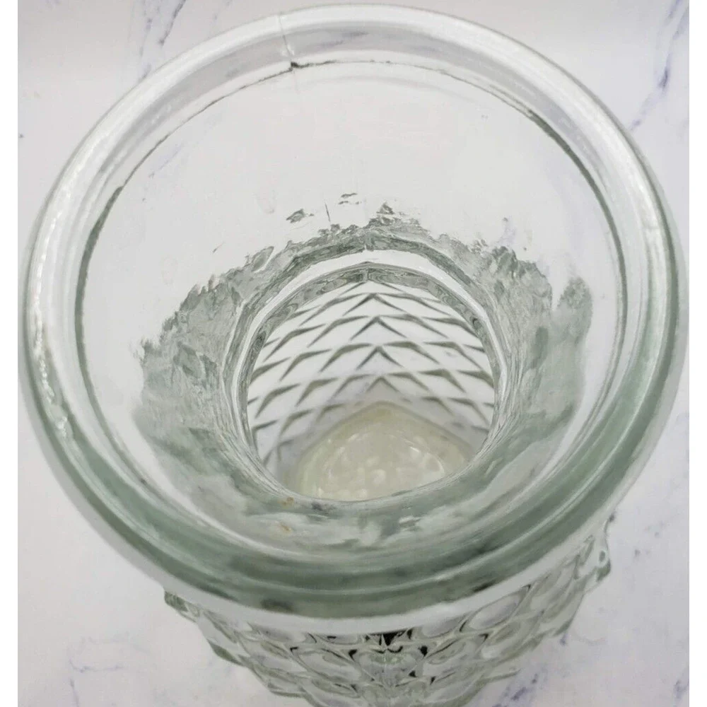 FTD Clear Pineapple Shaped Diamond Point Pressed Glass Vintage Vase